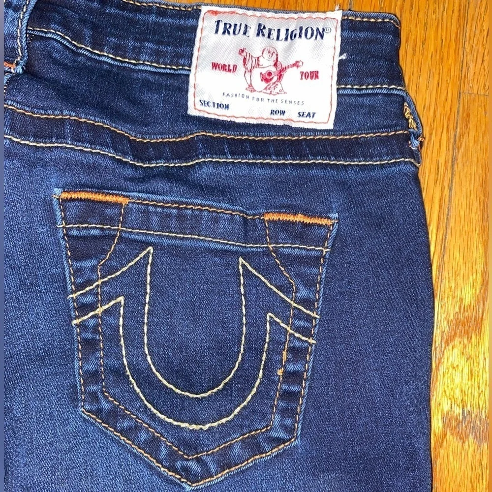 True Religion Billie Mid Rise Straight Leg Jeans, Blue Denim Jean Size 29 - Picture 6 of 12